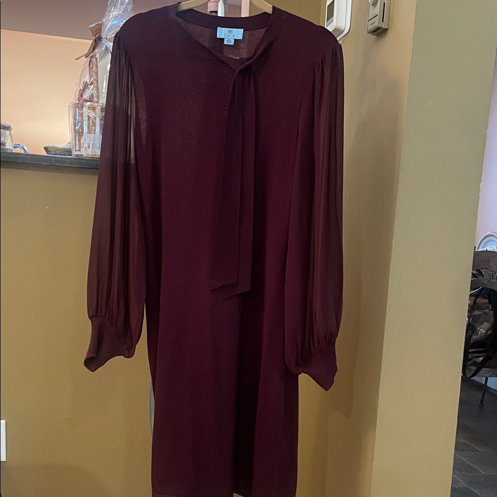 CeCe Long Sleeve Burgundy Dress